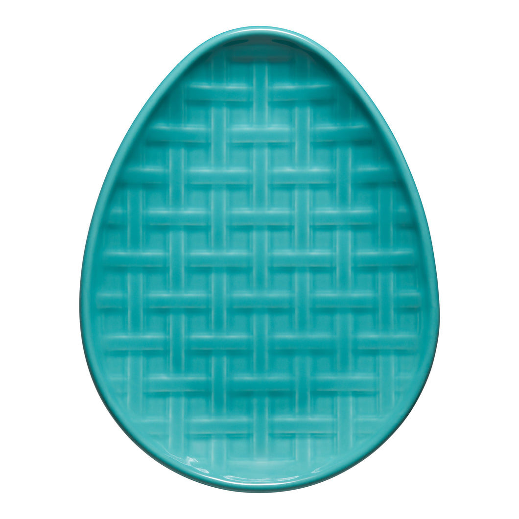 Turquoise Embossed Egg Plate