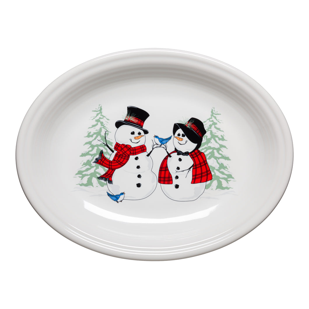 Snowman & Snowlady Medium Oval Platter